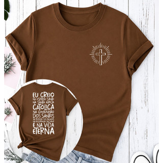 Camiseta Camisa Blusa Unissex Oração Creio 100% Algodão Cristã Católico Várias Cores Básica Envio Imediato