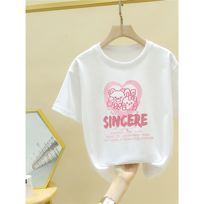 Meninas de manga curta camiseta verão 2026 novo estilo estilo coreano roupas da moda crianças puro algodão meia manga me