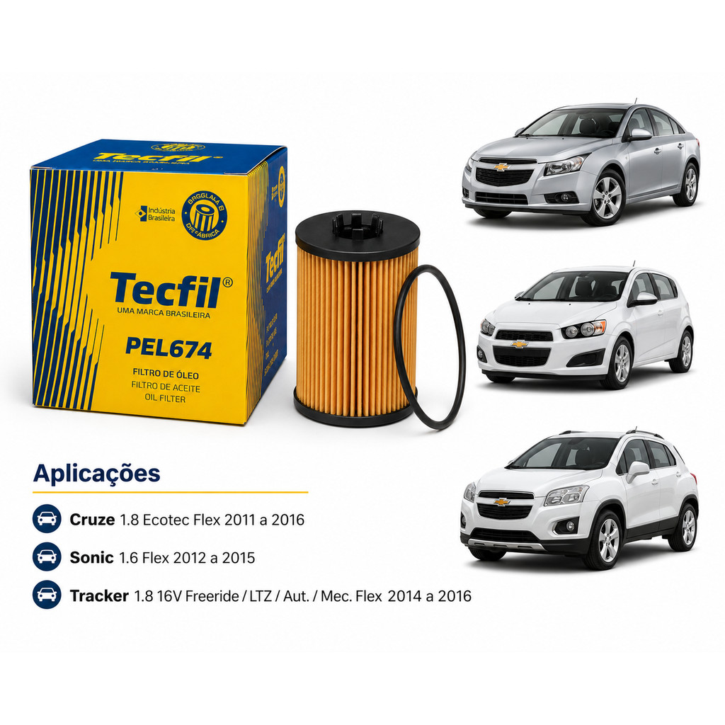 Filtro Óleo Cruze Sonic Tracker 2011 A 2016 Tecfil PEL674