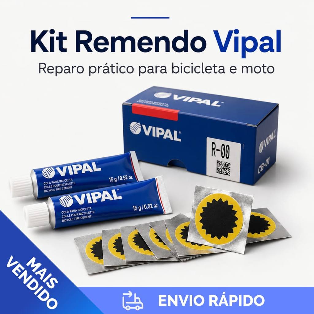 KIT REMENDO R-00 + COLA VIPAL CB-01 ORIGINAL | REPARO DE PNEU E CÂMARA DE AR PARA BICICLETA E MOTO