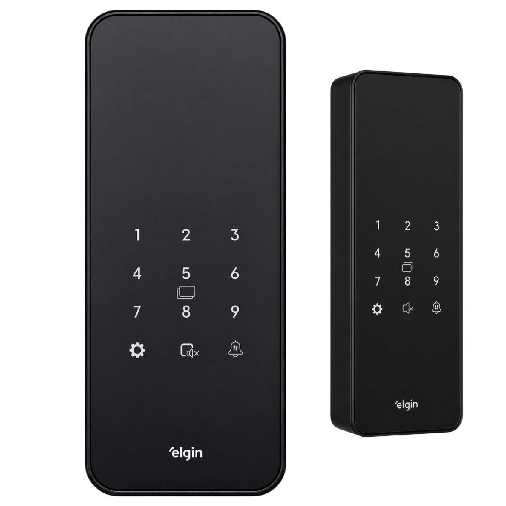 Fechadura Digital Eletrônica Sobrepor Com Senha Cartão Elgin Forti Basic S Porta Residencial Comercial