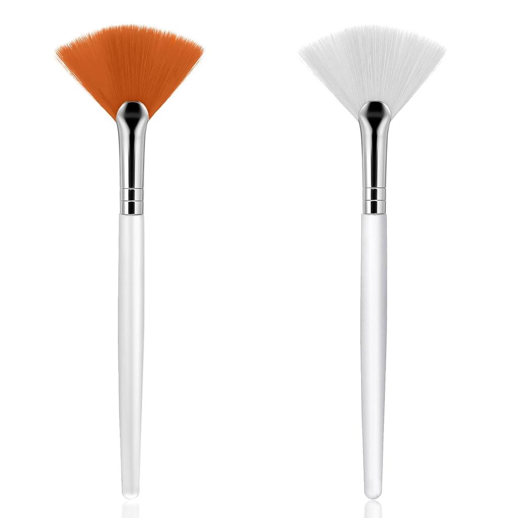 2 Pçs Pincel de Maquiagem em Forma de Leque, Pincéis de Leque para Esteticista, Pincel para Máscara Facial, Pincel Aplic