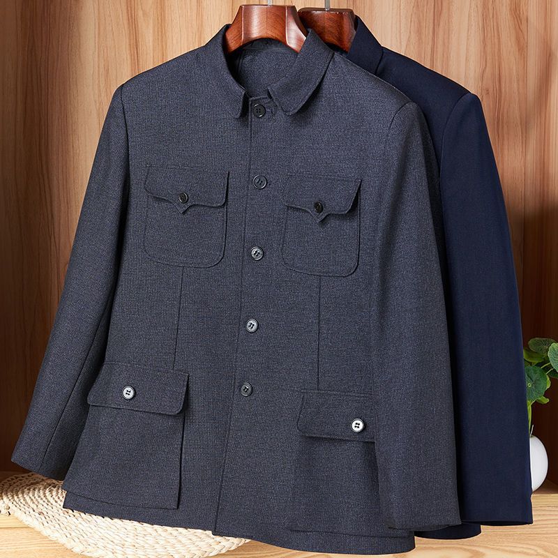 Zhongshan roupas masculinas de meia-idade idosos topos primavera outono roupas masculinas jaqueta solta pai roupas idoso