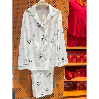 Adeli 25 Loungewear Estilo Primavera Série Little Panda Suave Delicado Pentagonal Cetim Loungewear