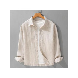 Primavera verão masculino Lyocell linho All-Match camisa de manga comprida solta pele-amigável fino respirável fresco ca