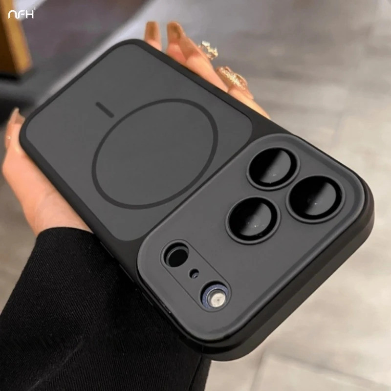 Capa de Telefone Luxuosa com Moldura Magnética Magsafe para iPhone 17 Pro Max, Acabamento Fosco, Compatível com iPhone 1