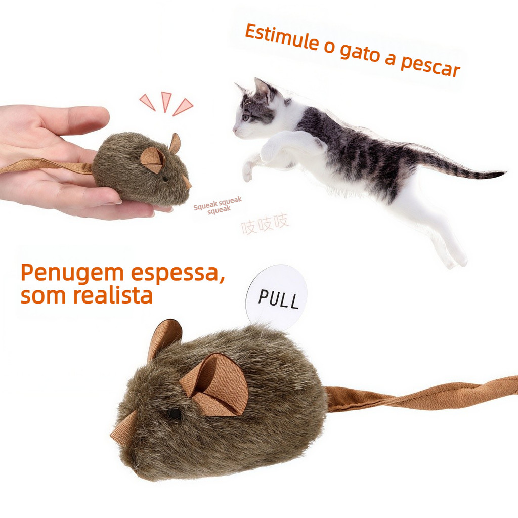 Brinquedo de rato de simulação de voz de gato | Material de pelúcia macio e resistente à mordida | Estimular o instinto