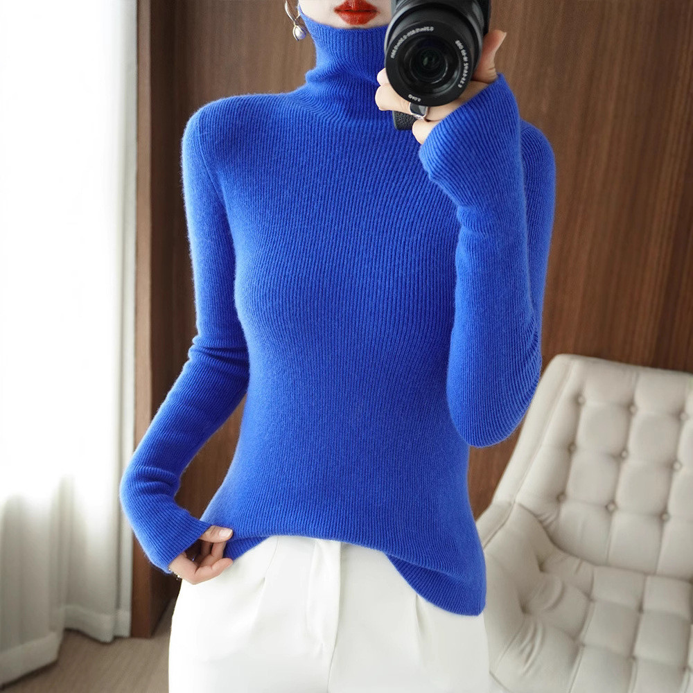 Cross-Border 2026 outono novo estilo roupas femininas fino ajuste superior malhas camisola feminina roupas casuais Base