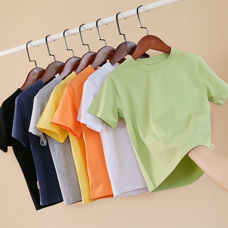 Crianças gelo porcelana algodão fino manga curta camiseta verão meninos meninas meia manga camisa de fundo All-Match méd