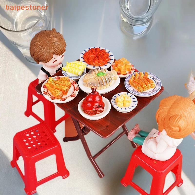 [baipestoner] 1/12 Casa De Bonecas Simulação Cadeiras De Mesa Modelo Conjunto Mini Móveis Decoração Acessórios Fingir Jo