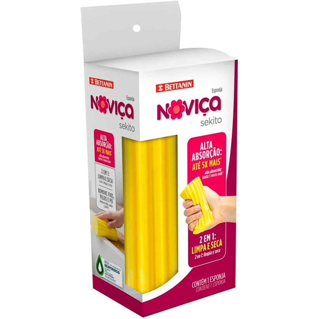 Noviça Esponja Sekito Alta Absorção Remoção de Líquidos e Limpeza Delicada