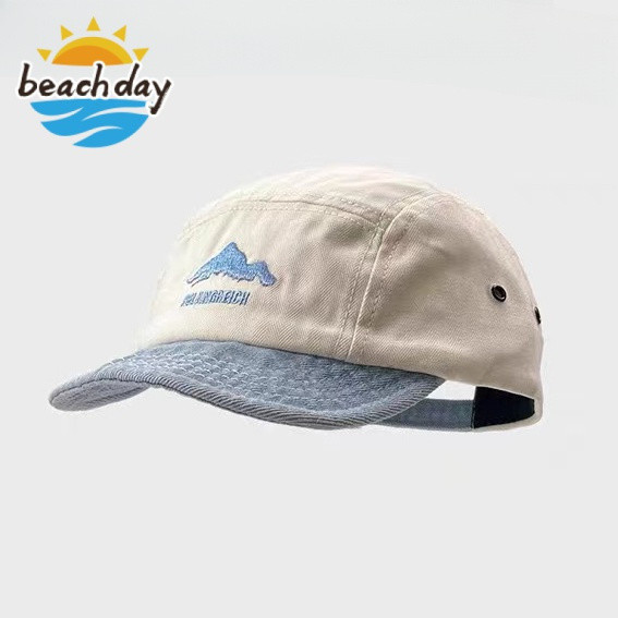 Boné de Beisebol de 5 Painéis com Aba Curta, Trucker, Bonés Ajustados, Bonés Casuais com Aba Reta K2C8