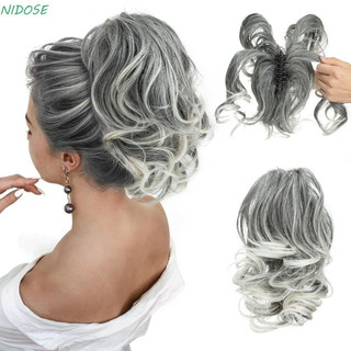 NIDOSE Pedaço De Cabelo Bagunçado , Clipe Em De Coque Leve , Extensões Postiços Naturais