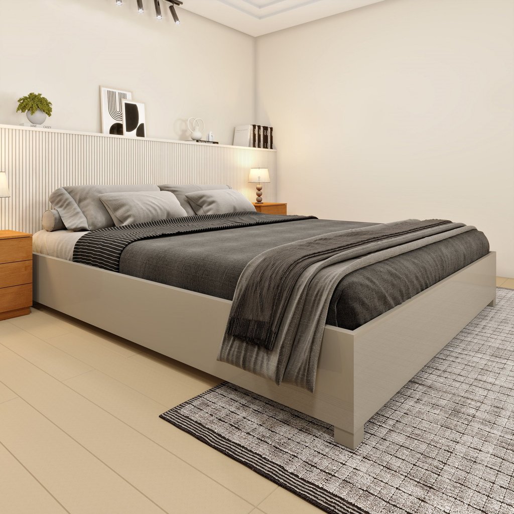 Cama Queen em MDP 203cm x 164cm Mônaco Off White Off White