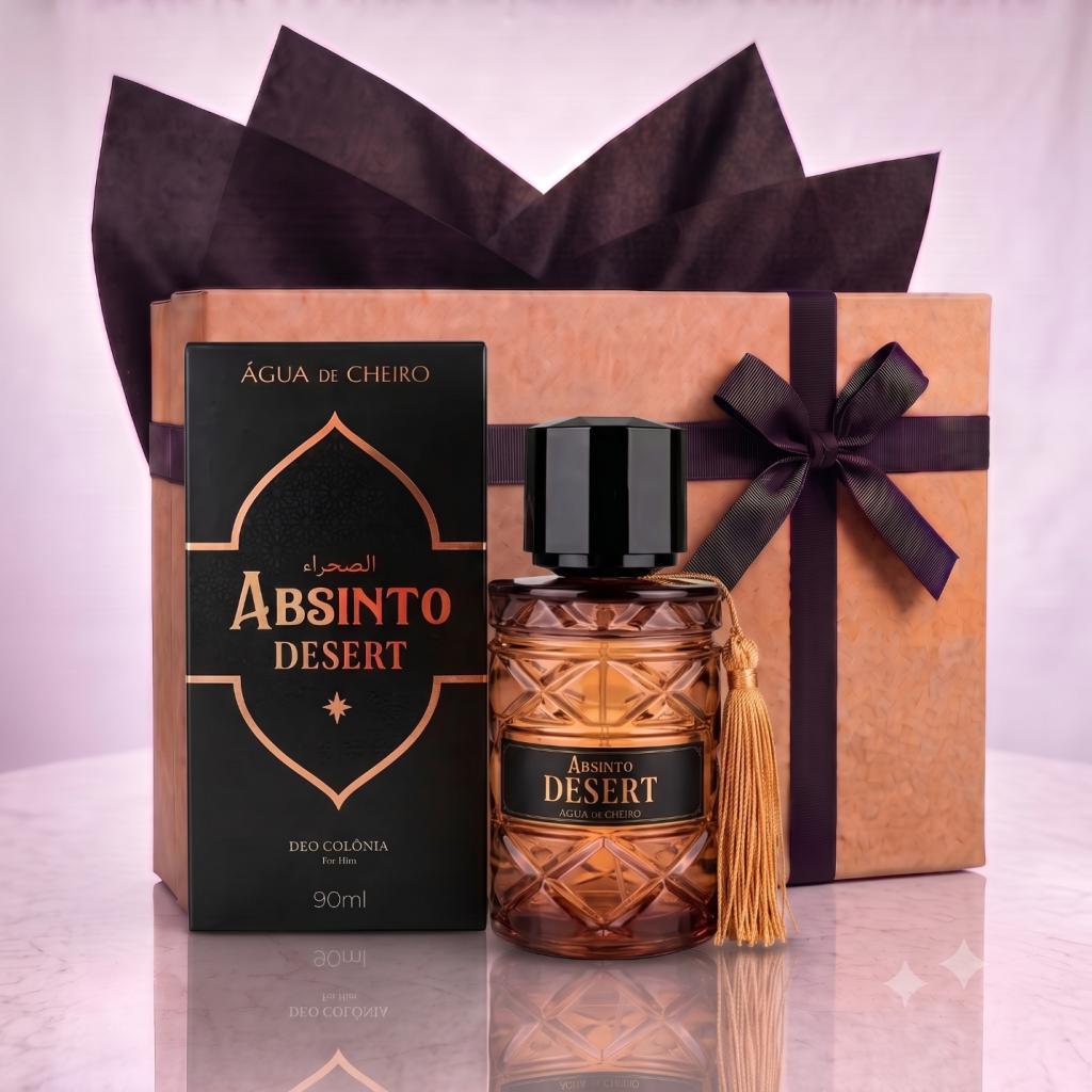 Kit Presente Masculino Água De Cheiro Absinto Desert For Him Inspirado Na Perfumaria Árabe Com Caixa Premium