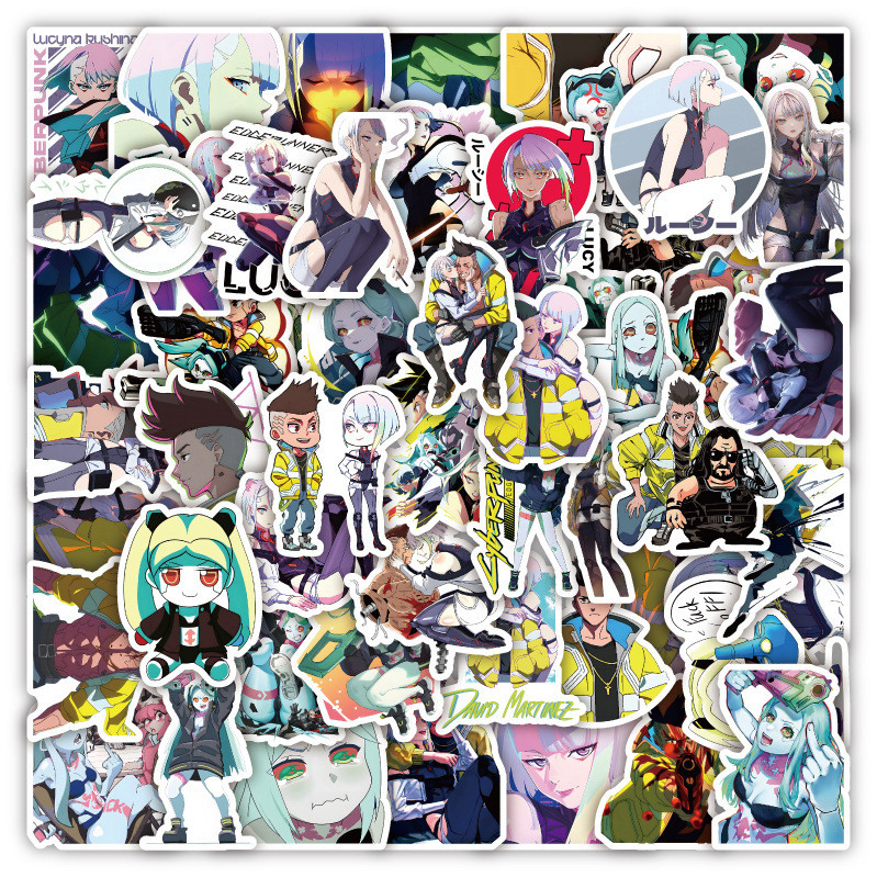 50 Pçs Dos Desenhos Animados Anime Cyberpunk Edgerunners Graffiti Adesivos DIY Diário Caso De Telefone Artesanal Scrapbo