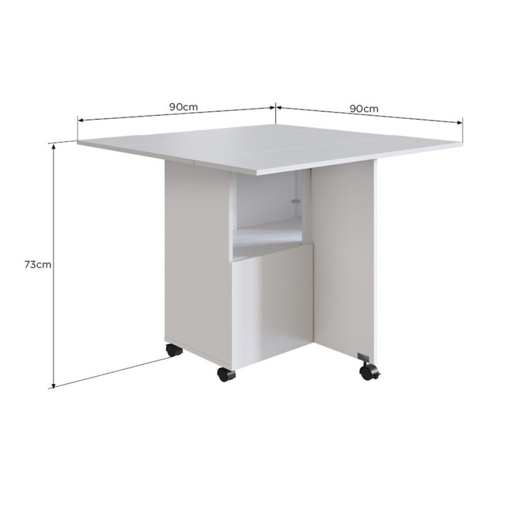 Mesa 90x90cm Tampo MDP Dobrável Mesa Dobrável Branco Branco · foto 2