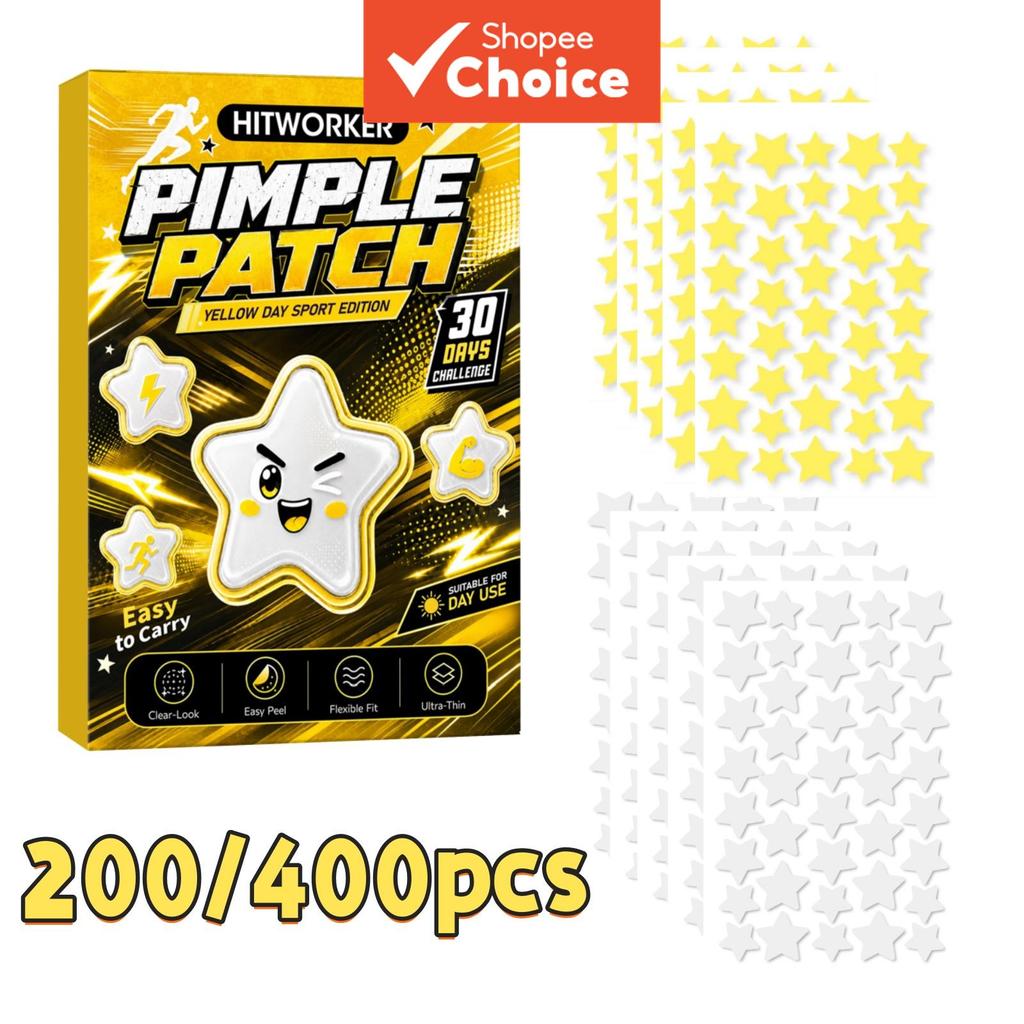 Imagem 200/400 Unidades de Adesivos para Espinhas com Óleo de Chá Branco e Amarelo em Forma de Estrela, Suaves e Calmantes à