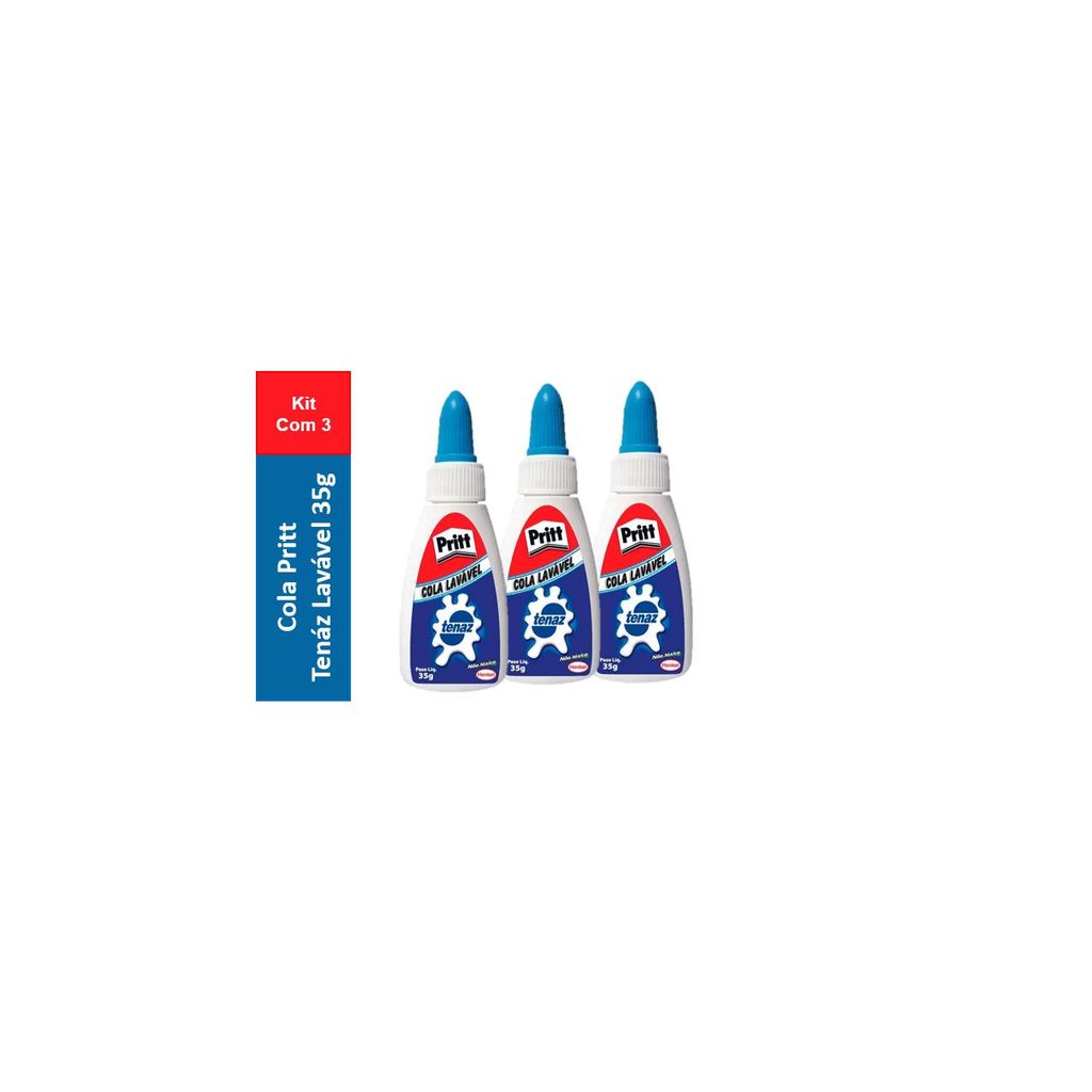 Kit com 3 - Cola Líquida Branca Tenaz Lavável 35g