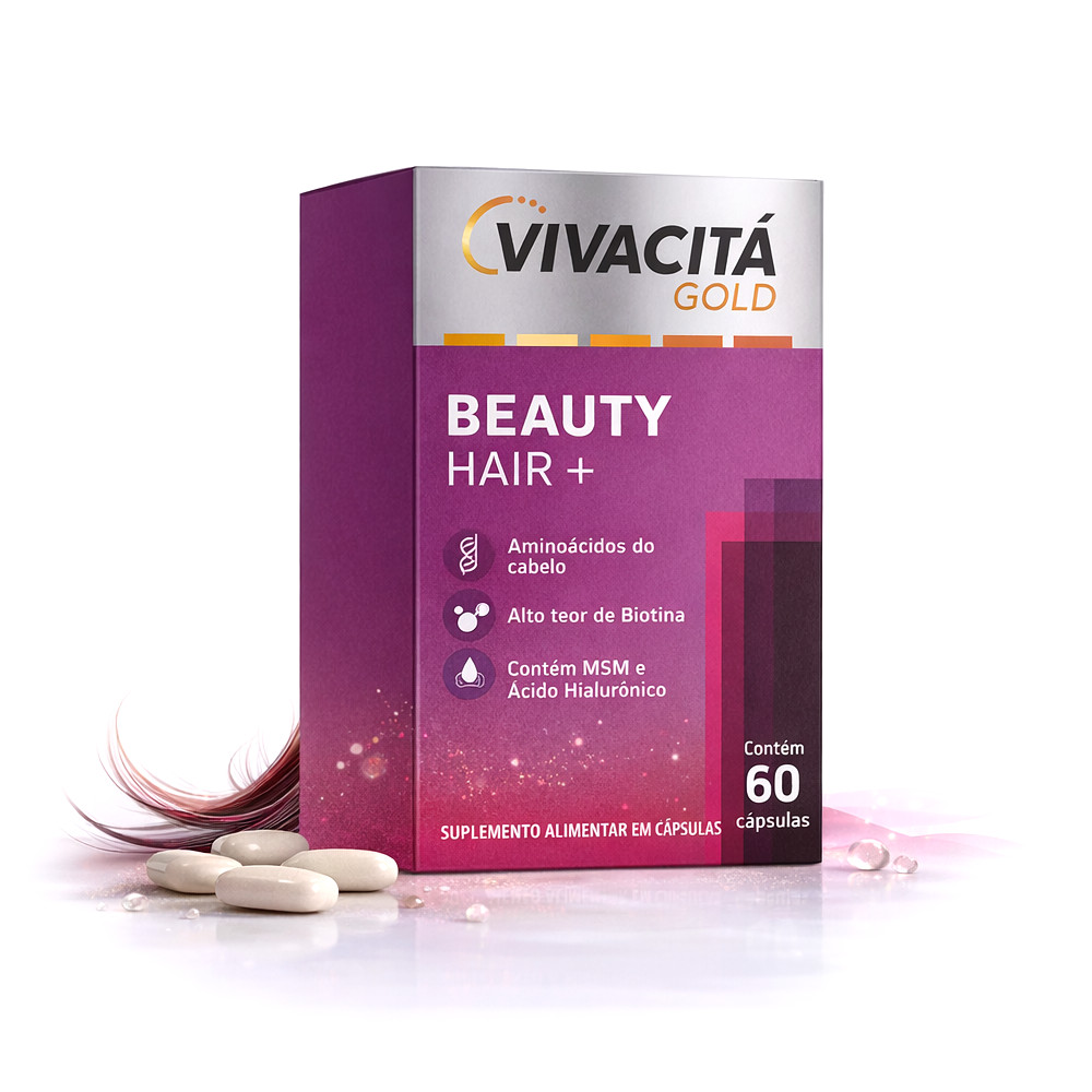 Suplemento Capilar Beauty Hair+ Vivacitá Gold 60 Cápsulas