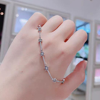 Pulseira de meteorito em forma de estrela de prata S925 + pentagrama cravejado de diamantes, joia de presente GP5L KUZP