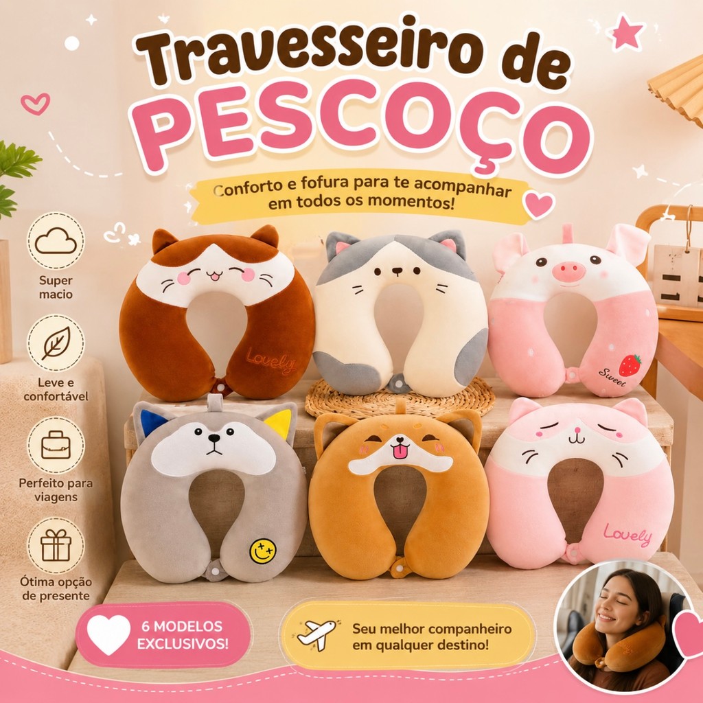 Almofada de Pescoço 30×30cm – Suporte Confortável e Portátil