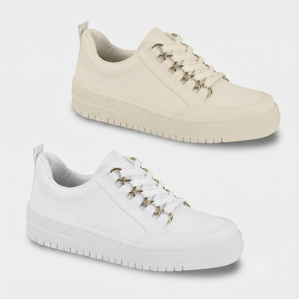 Tênis Feminino Vizzano Casual Branco Plataforma Ilhós Dourado Original