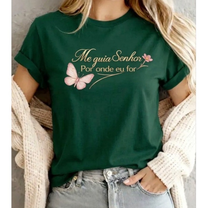 Camiseta Feminina Jesus Fé Cristã Algodão Premium Estampada