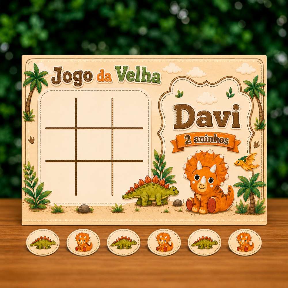 Lembrancinha Personalizada Jogo da Velha Dinossauro Baby / Lembrancinha de Aniversário Personalizada