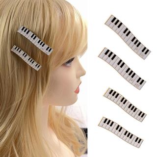 2 Pares de Presilhas de Cabelo de Metal em Forma de Piano, Acessórios de Cabelo para Mulheres e Meninas, 1 par grande e 