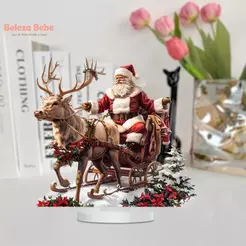 Belaeza Bebe Papai Noel Rena Trenó Decoração De Mesa Com Base 2D Acrílico Enfeites De Natal 2025 Navidad Fontes De Festa