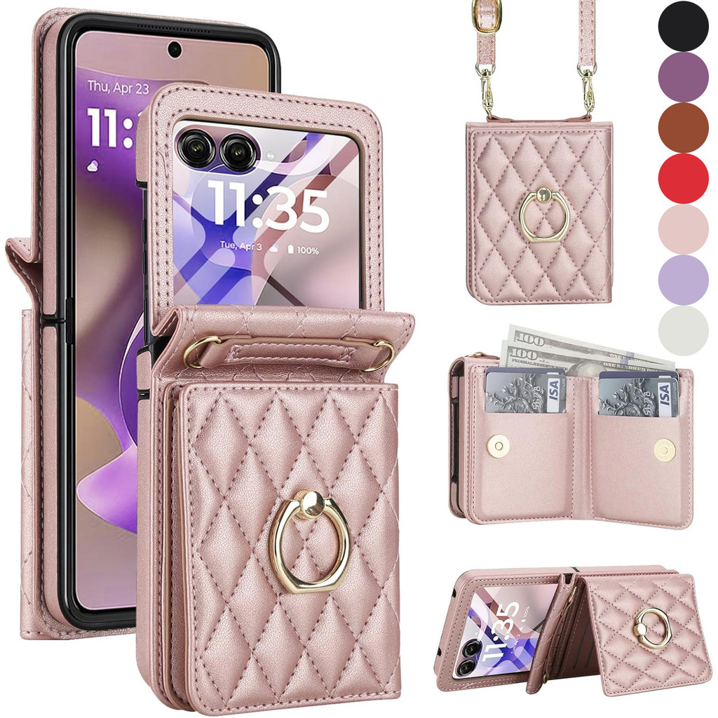 Capa Para Motorola Moto Razr 60 70/Ultra/70 Com Porta-Cartões Carteira E Alça Cr