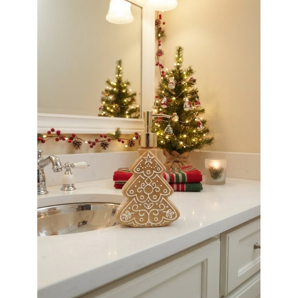 Dispenser Sabonete Liquido Natal Cerâmica Decorativo Luxo