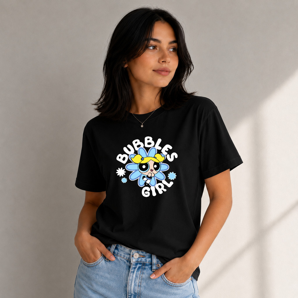 Camiseta Superpoderosas Camisa Feminina Y2K T-shirt Lindinha Docinho Florzinha Estampada Y2K Algodão