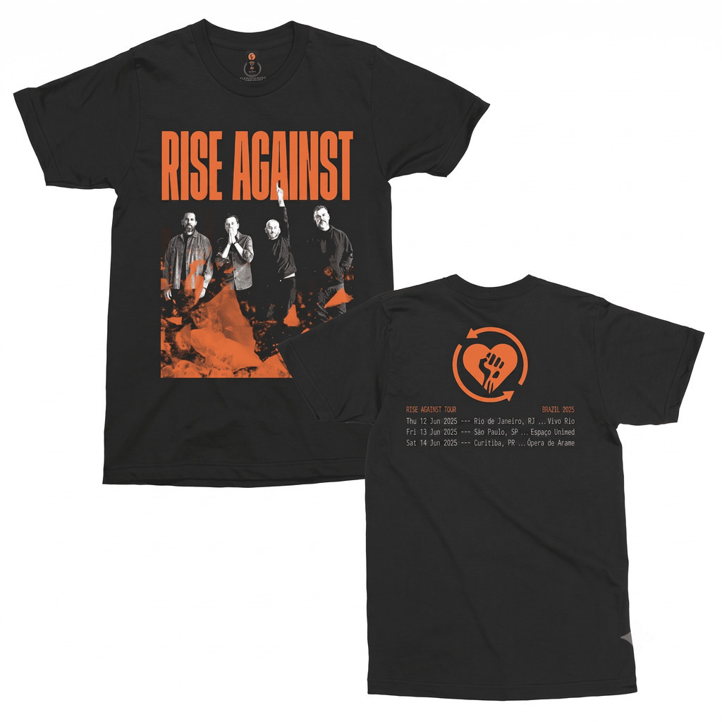 Camiseta Masculino Rise Against Estampado Camisa 100% Algodão Feminino Plus Size Oversized Envio Rápido