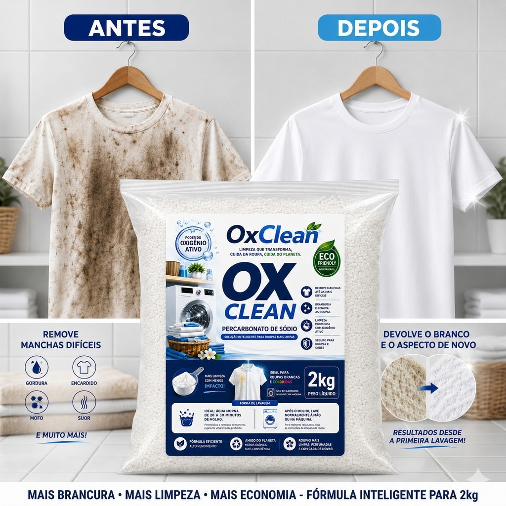 Percarbonato De Sódio 100% Puro Roupas Brancas Coloridas TIRA MANCHAS
