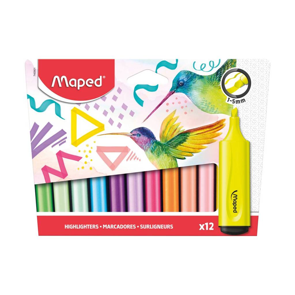 Pincel marca texto Fluo'Peps estojo 12 cores 740901 Maped