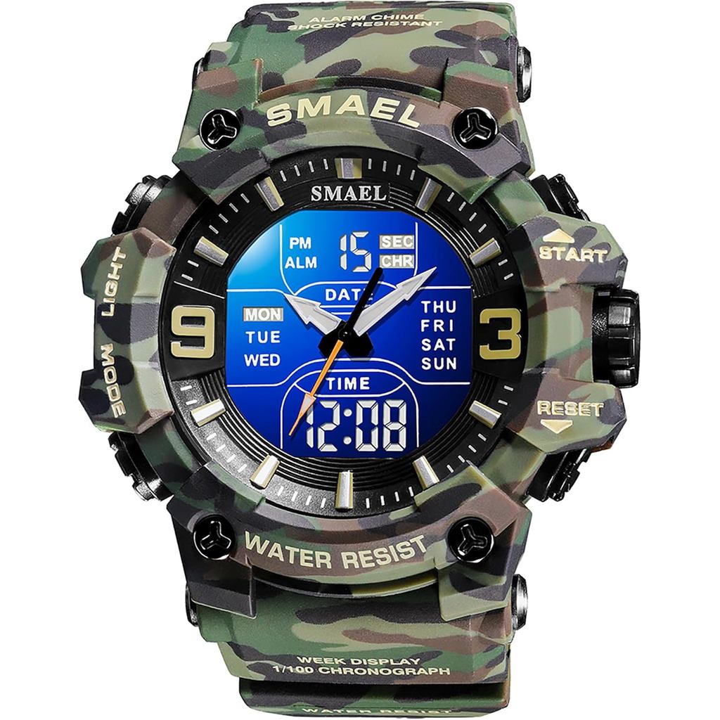 Relógios Esportivos Analógicos e Digitais para Homens, Relógio Multifuncional Tático Militar com LED, Grande Display Dup