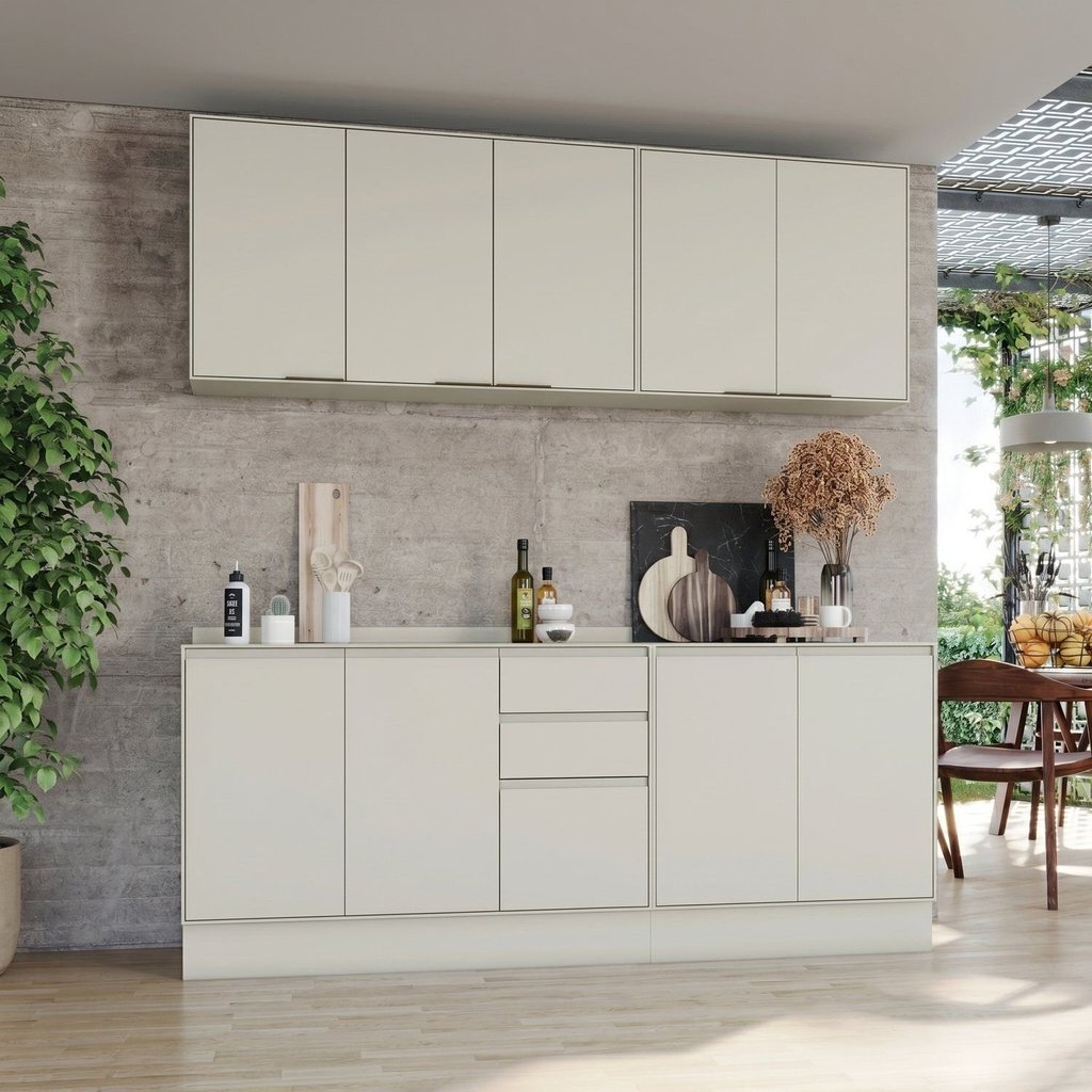 Cozinha Compacta 4 Peças em MDF Fineze Henn Areia Areia HP