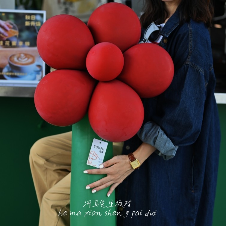 Sr. Hipopótamo festa pequeno livro vermelho mesmo estilo influenciador grande flor vermelha balão Material pacote tamanh