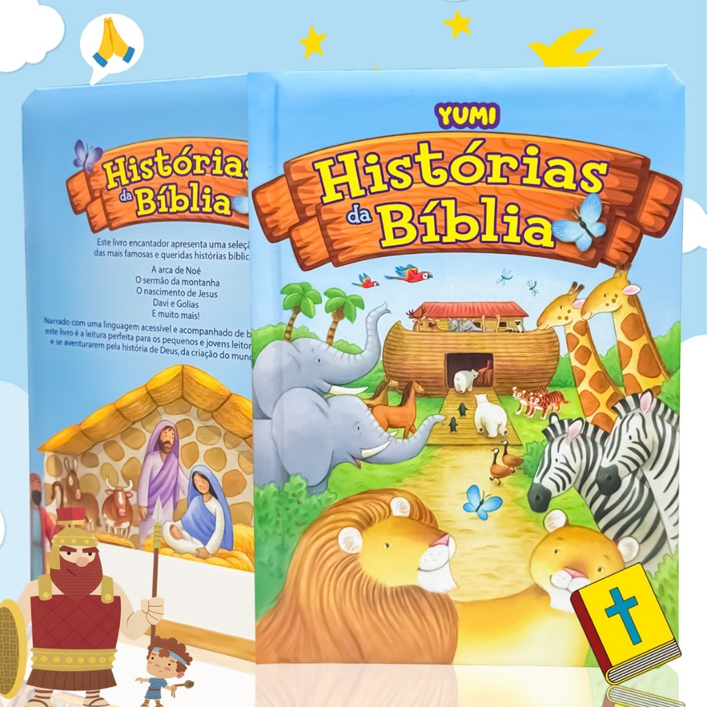 Histórias Bíblicas Livro Infantil Histórias Da Bíblia Ilustradas Do Antigo E Novo Testamento Almofadado Folhas Duras