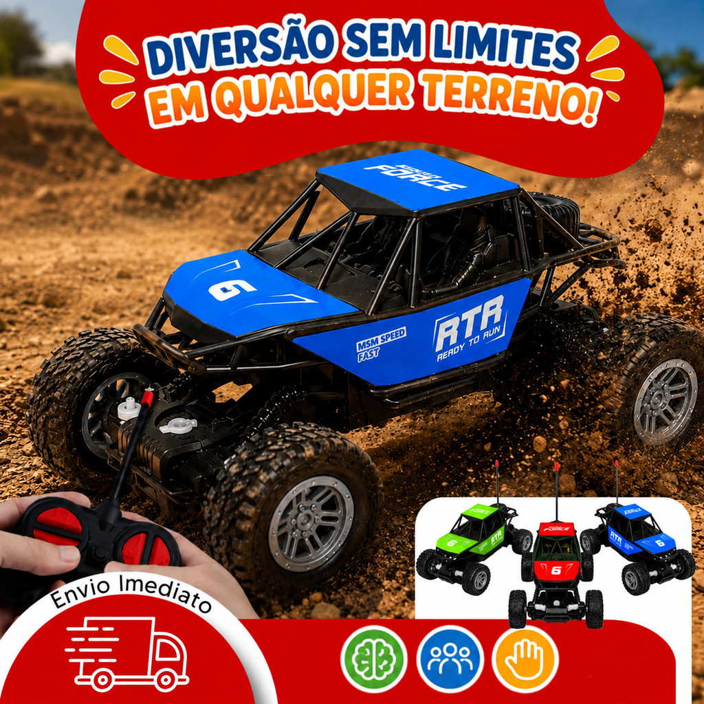 Carrinho Controle Remoto 4x4 Car Off-Road Gira Carro Brinquedo Interativo Sobe Escadas Rodas Emborrachadas