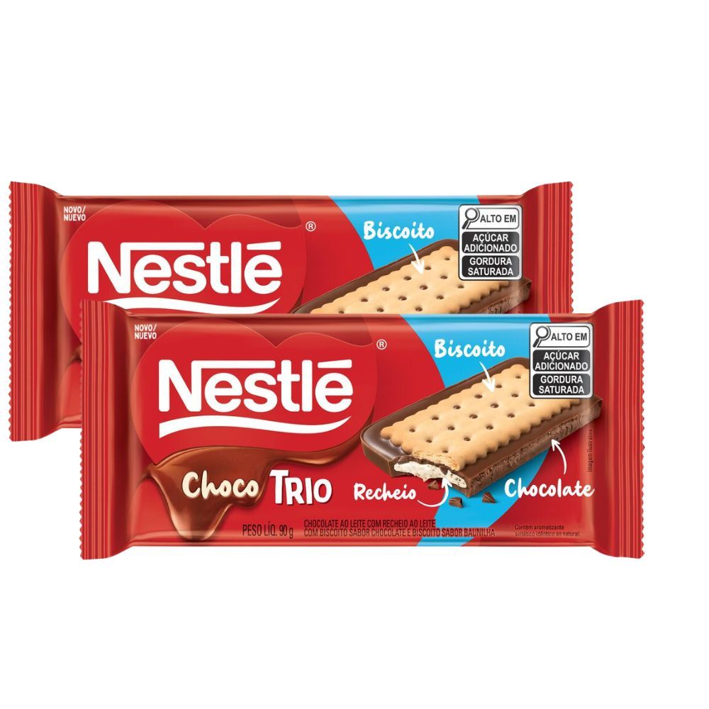Kit 2 Chocotrio Nestlé Leite 90g