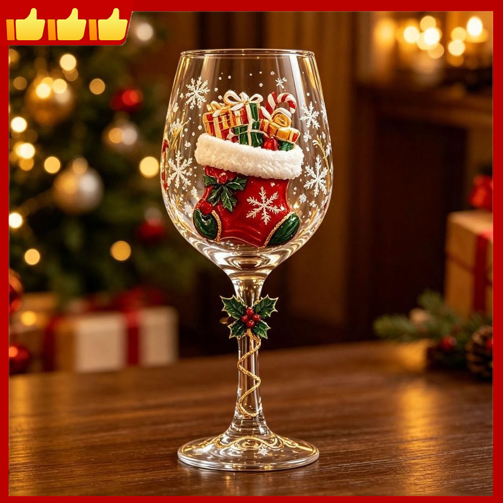 Copos De Vinho Com Haste De Arte De Natal Tema , Taças Festivas , Decorativas Transparentes Para Decoração De Mesa , Ami