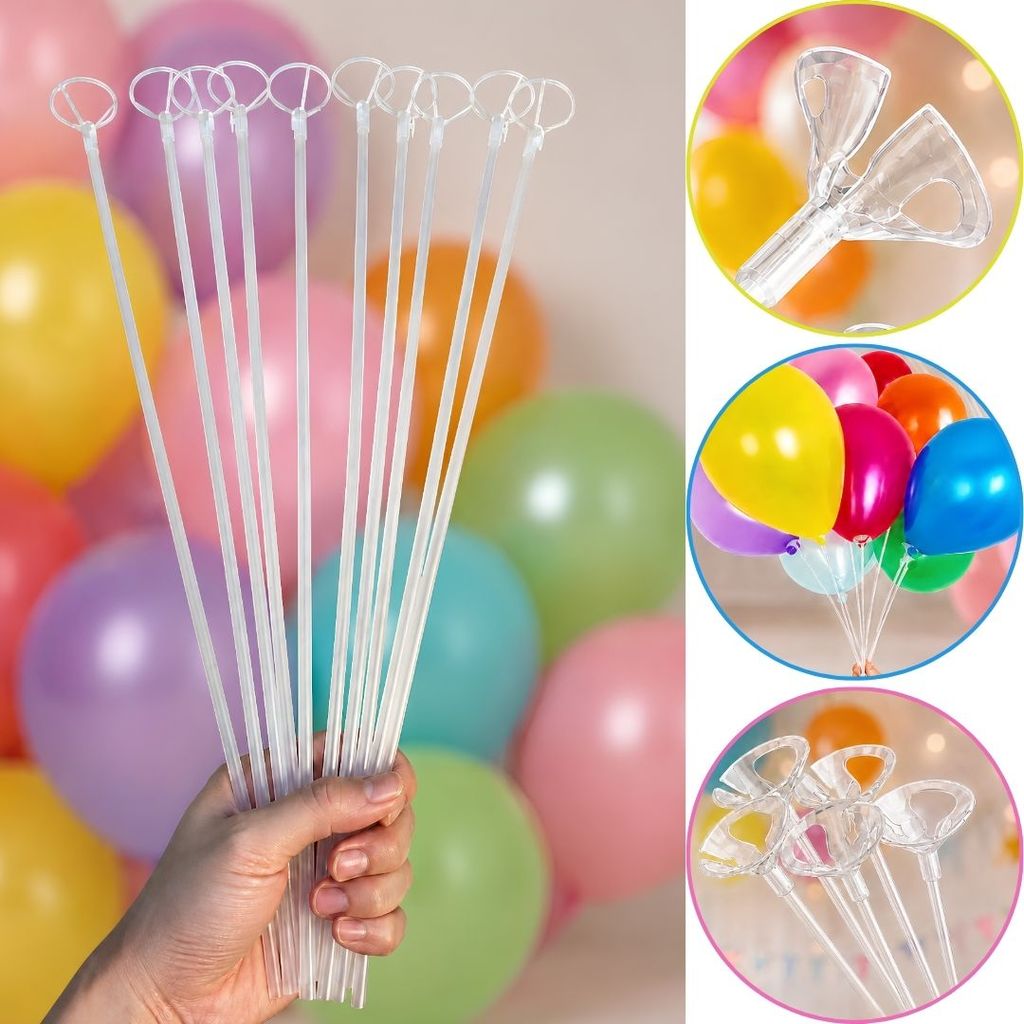 30 PEGA BALÃO VARETA SUPORTE BEXIGA 32CM CRISTAL (KÉ DOCE) (CHOCO)