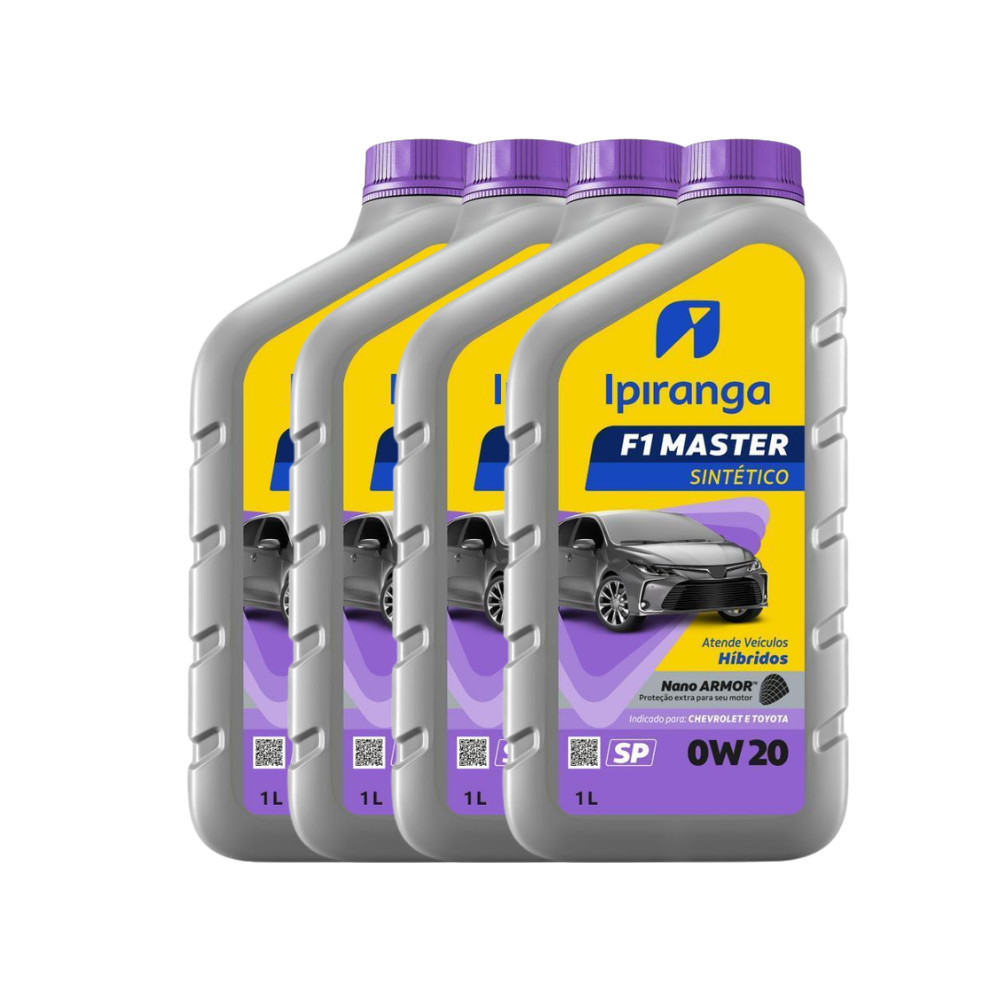 Kit de 4 Óleos Lubrificante Ipiranga F1 Sintético 0w20 SP 1L
