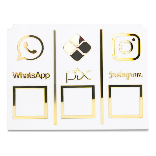 Display QR Code 3 em 1 Pix WhatsApp Instagram Suporte de Mesa Acrílico para Loja