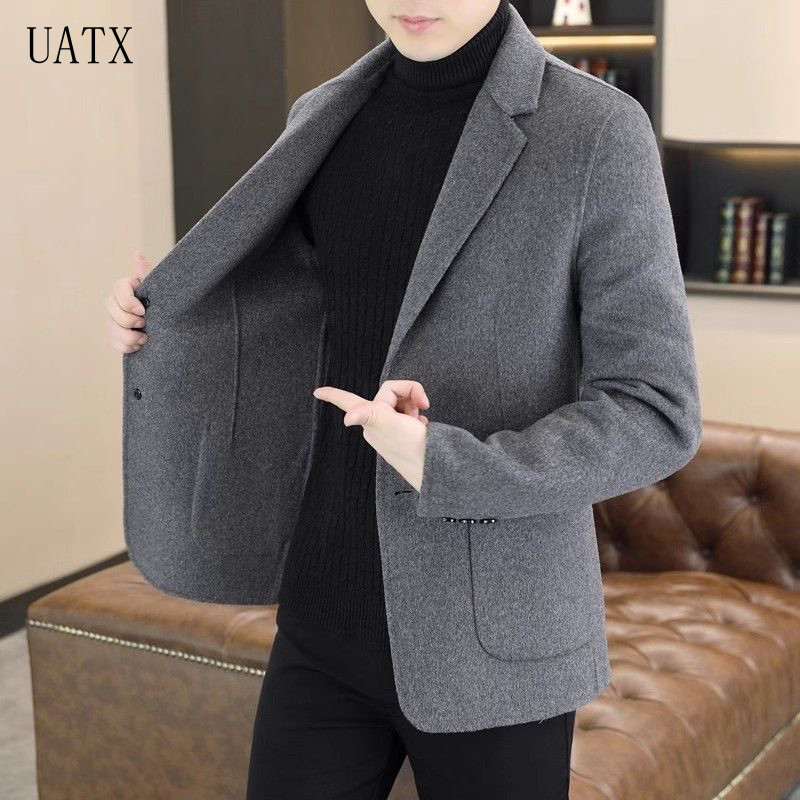 Casaco de Lã Masculino 2026, Blazer Curto de Lã para Outono Inverno, Tendência Casual de Negócios MXFB