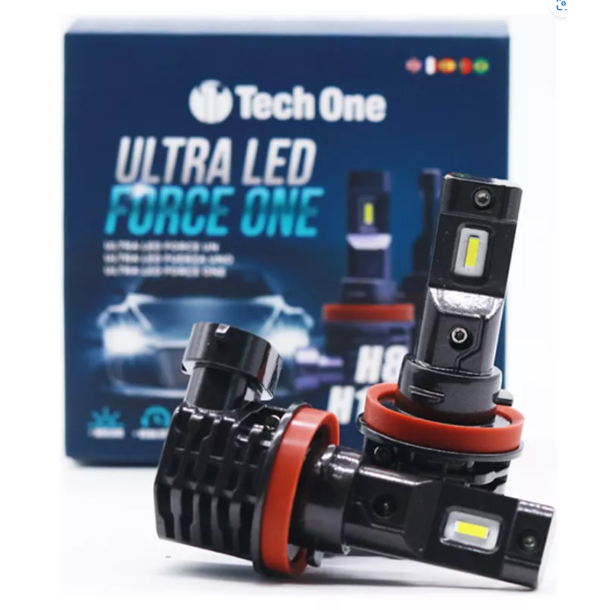 Imagem Lampada Ultra Led H8 Force One 12v/24v 4300k Tech One
