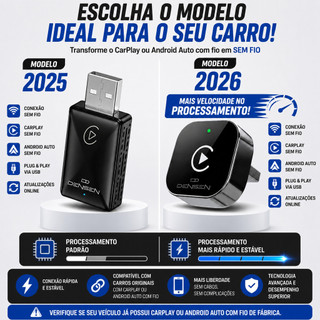 Carplay Adaptador Sem Fio Car Play Android Auto 2 Em 1 Usb Wireless Automático 2026 D Densen